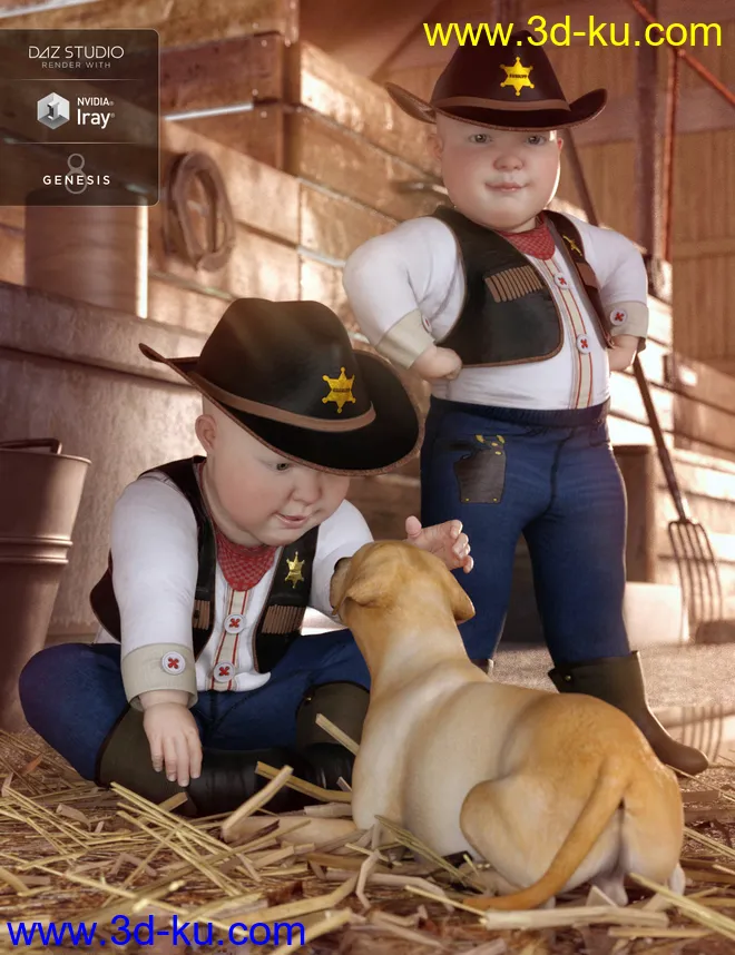 dForce Cowboy Costume for Genesis 8 Male(s)模型的图片1
