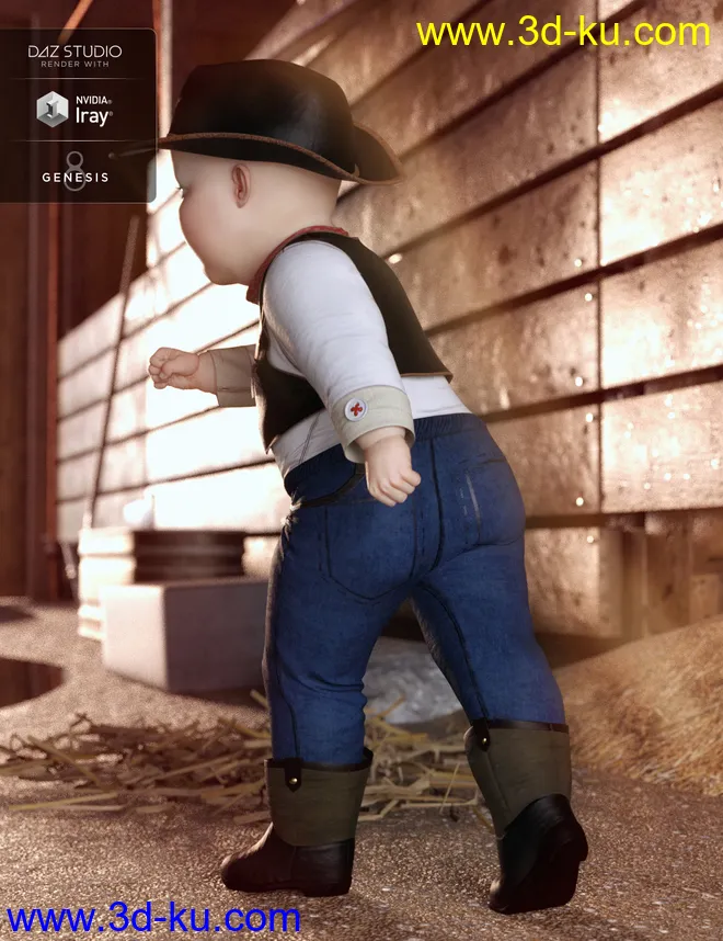 dForce Cowboy Costume for Genesis 8 Male(s)模型的图片3