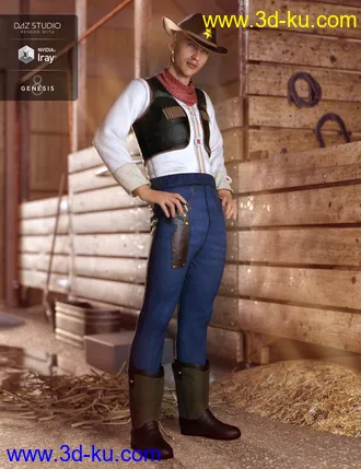 3D打印模型dForce Cowboy Costume for Genesis 8 Male(s)的图片