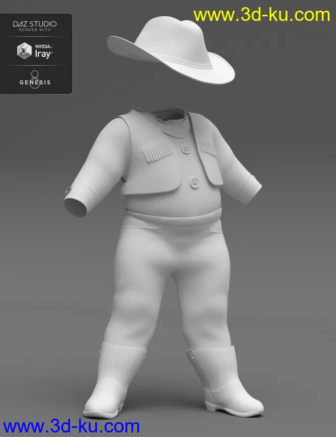 dForce Cowboy Costume for Genesis 8 Male(s)模型的图片5