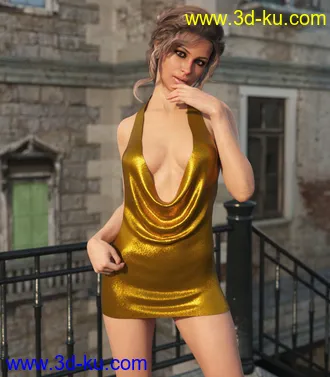 3D打印模型dForce Deep Neck Mini Dress for Genesis 8 Females的图片