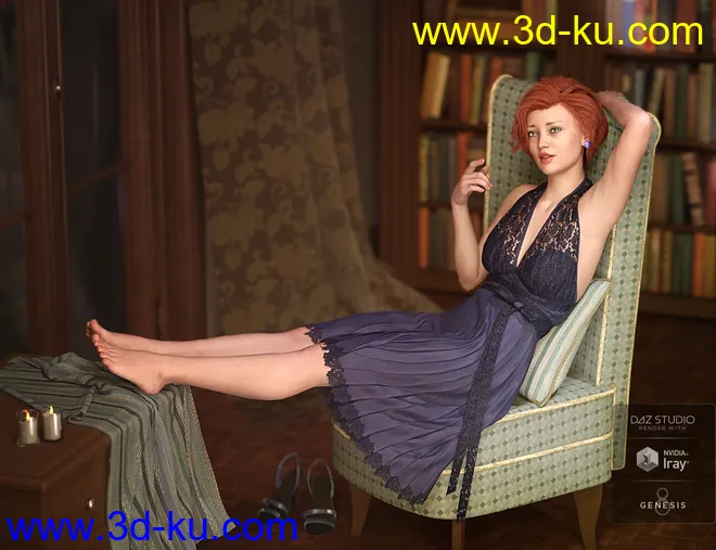 dForce Diva Iconic Halter Dress Outfit for Genesis 8 Female(s)模型的图片3