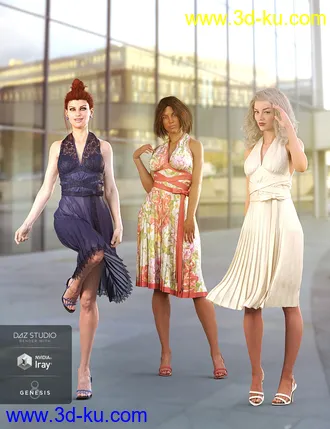 3D打印模型dForce Diva Iconic Halter Dress Outfit for Genesis 8 Female(s)的图片