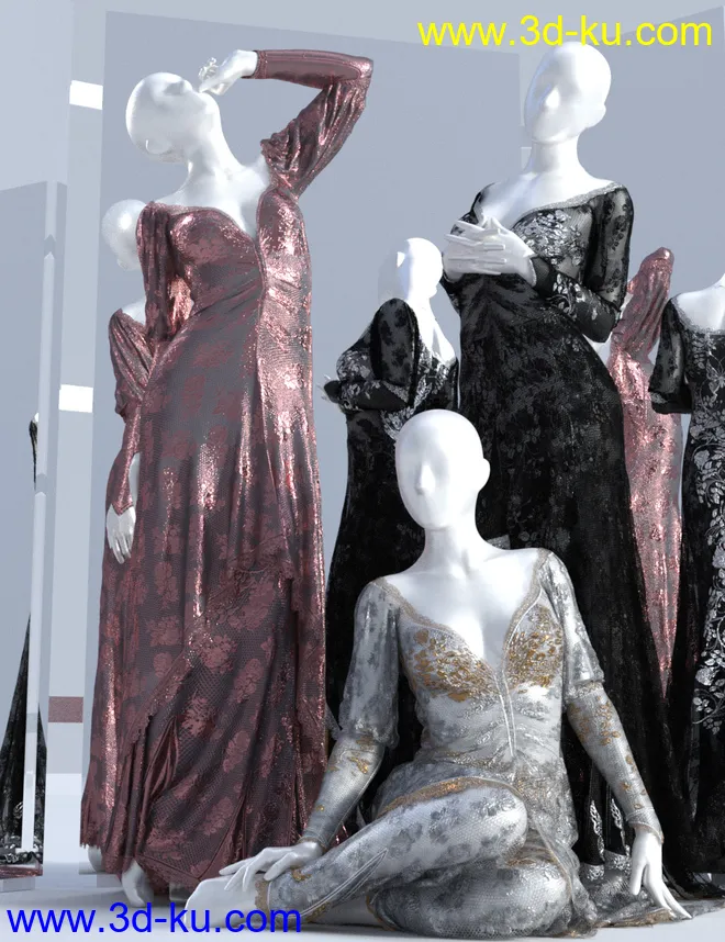 dForce Duchess Dress for Genesis 3 and 8 Female(s)模型的图片1