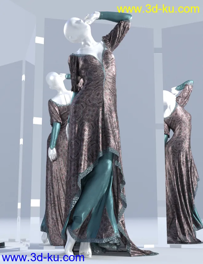 dForce Duchess Dress for Genesis 3 and 8 Female(s)模型的图片3