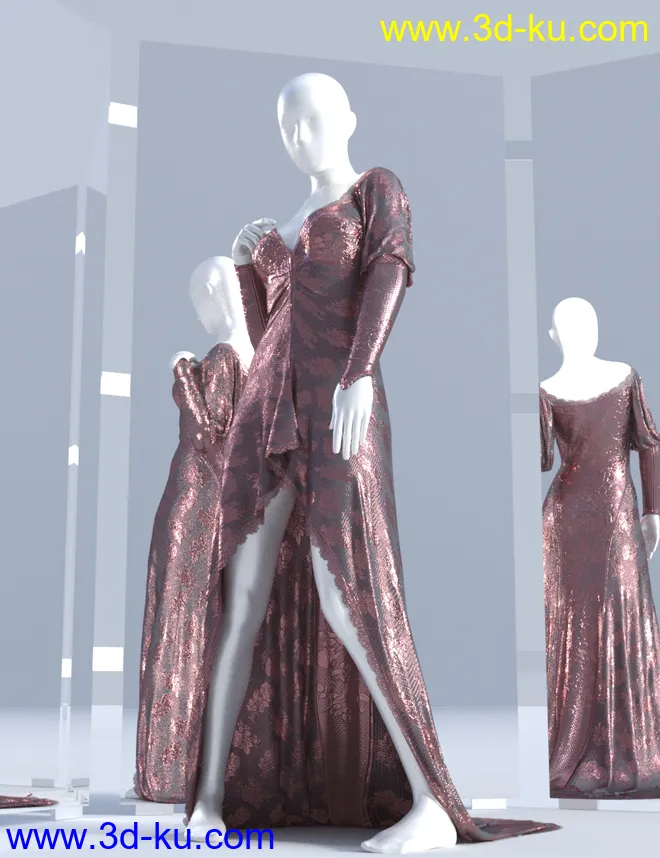 dForce Duchess Dress for Genesis 3 and 8 Female(s)模型的图片5