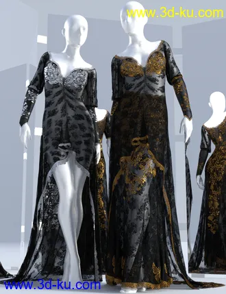 3D打印模型dForce Duchess Dress for Genesis 3 and 8 Female(s)的图片