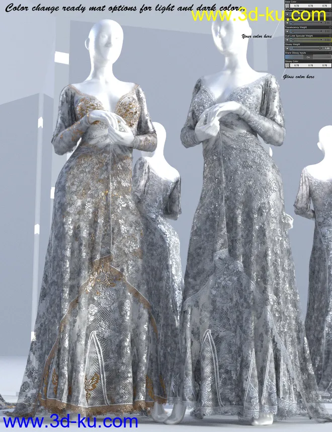 dForce Duchess Dress for Genesis 3 and 8 Female(s)模型的图片7