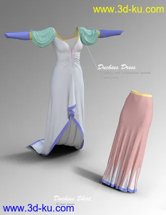 3D打印模型dForce Duchess Dress for Genesis 3 and 8 Female(s)的图片