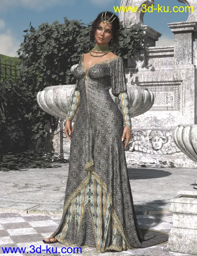 dForce Duchess Dress for Genesis 3 and 8 Female(s)模型的图片9