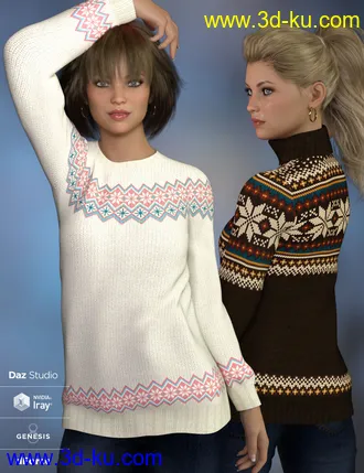 3D打印模型dForce Fair Isle Sweaters for Genesis 8 Female的图片