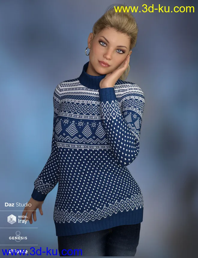 dForce Fair Isle Sweaters for Genesis 8 Female模型的图片2