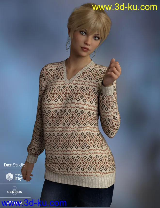 dForce Fair Isle Sweaters for Genesis 8 Female模型的图片3