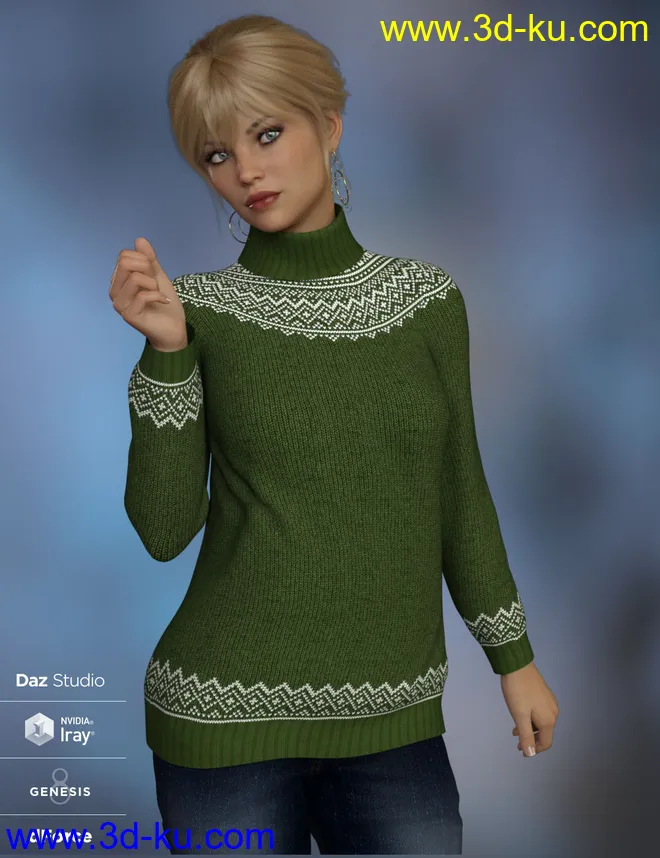 dForce Fair Isle Sweaters for Genesis 8 Female模型的图片5