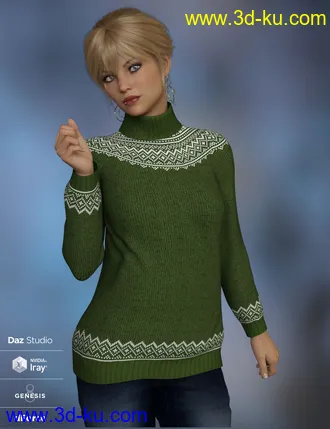 3D打印模型dForce Fair Isle Sweaters for Genesis 8 Female的图片
