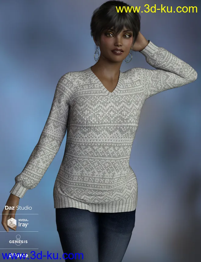 dForce Fair Isle Sweaters for Genesis 8 Female模型的图片6