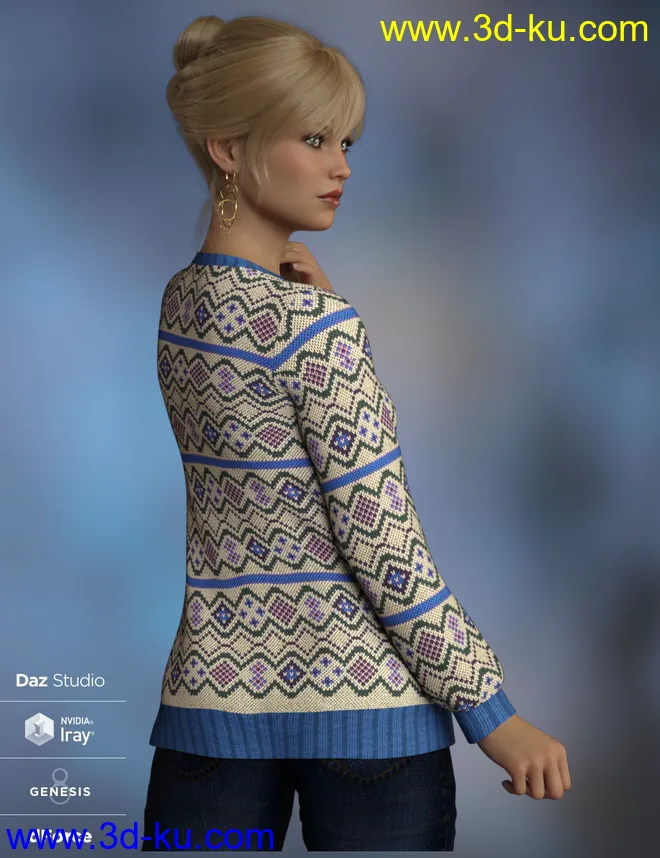 dForce Fair Isle Sweaters for Genesis 8 Female模型的图片7