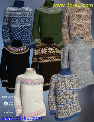 3D打印模型dForce Fair Isle Sweaters for Genesis 8 Female的图片