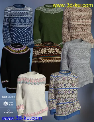 3D打印模型dForce Fair Isle Sweaters for Genesis 8 Female的图片