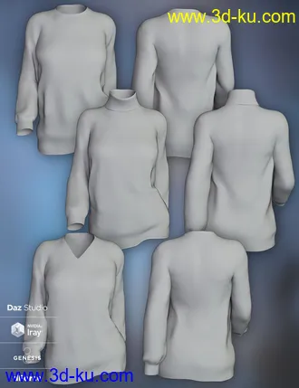 3D打印模型dForce Fair Isle Sweaters for Genesis 8 Female的图片