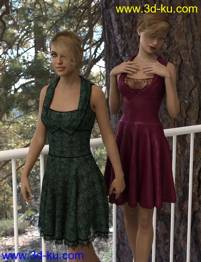 dForce Gored Dress for Genesis 3 and 8 Female(s)模型的图片5