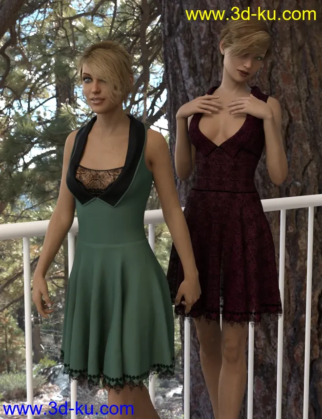 dForce Gored Dress for Genesis 3 and 8 Female(s)模型的图片6