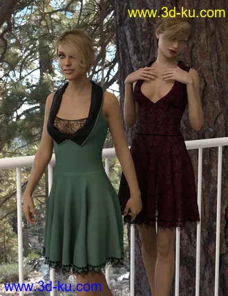 3D打印模型dForce Gored Dress for Genesis 3 and 8 Female(s)的图片