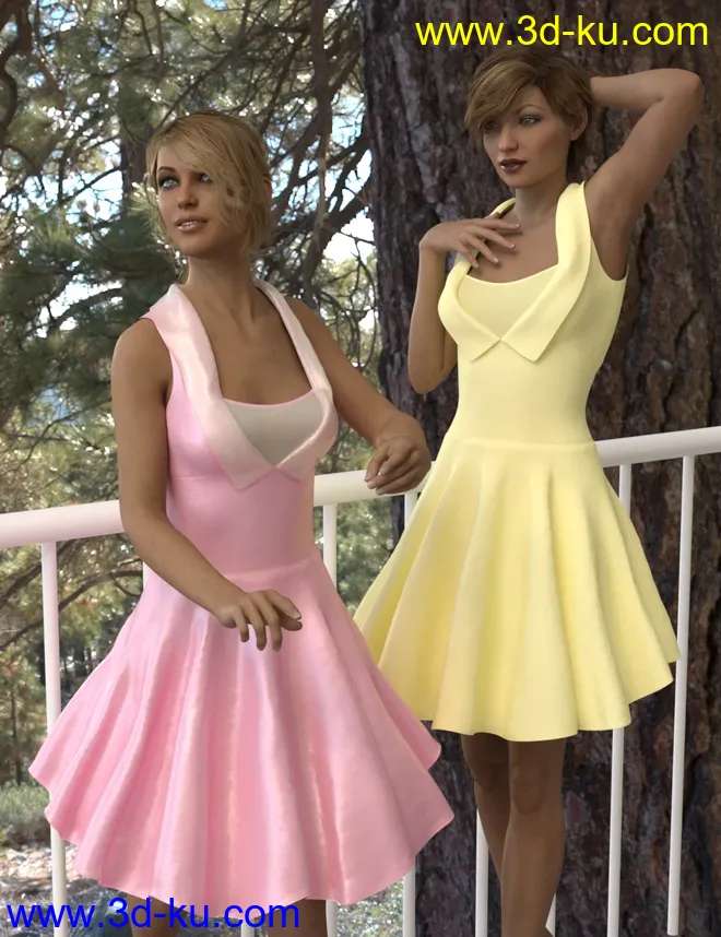 dForce Gored Dress for Genesis 3 and 8 Female(s)模型的图片9