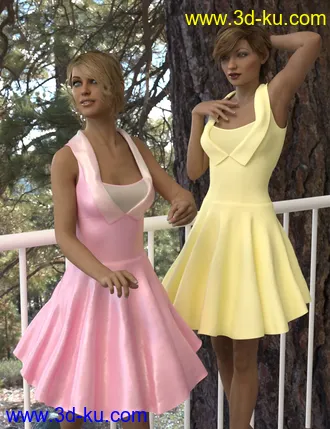 3D打印模型dForce Gored Dress for Genesis 3 and 8 Female(s)的图片