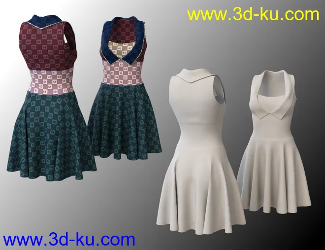 dForce Gored Dress for Genesis 3 and 8 Female(s)模型的图片11