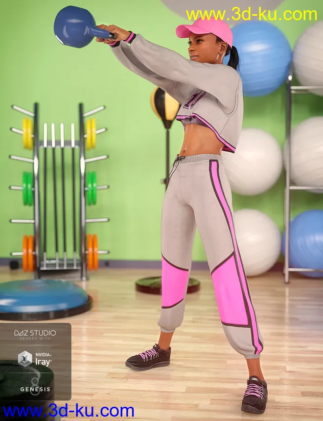 dForce Gym Brat Outfit for Genesis 8 Female(s)模型的图片1