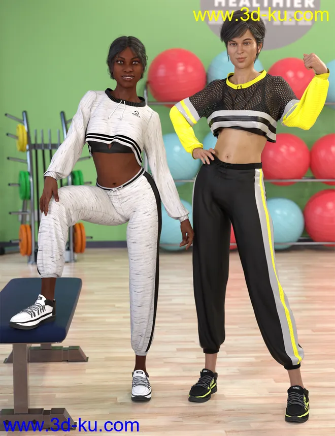 dForce Gym Brat Outfit Textures模型的图片3