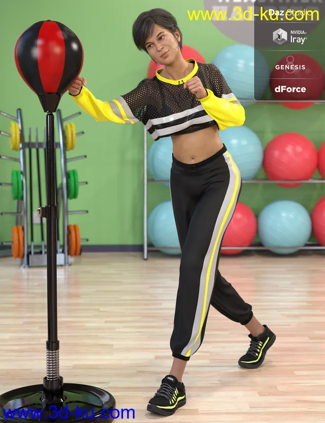 dForce Gym Brat Outfit Textures模型的图片5