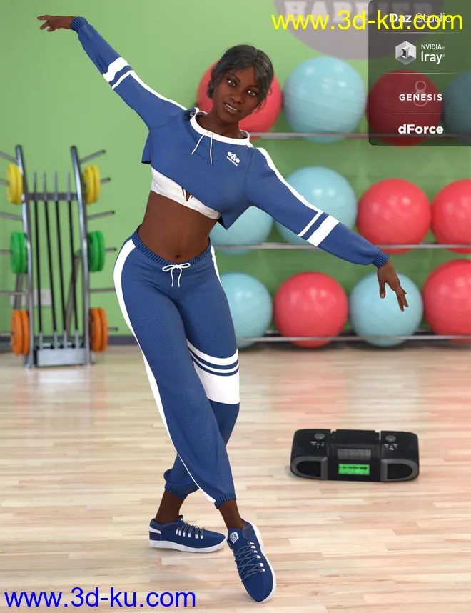 dForce Gym Brat Outfit Textures模型的图片6