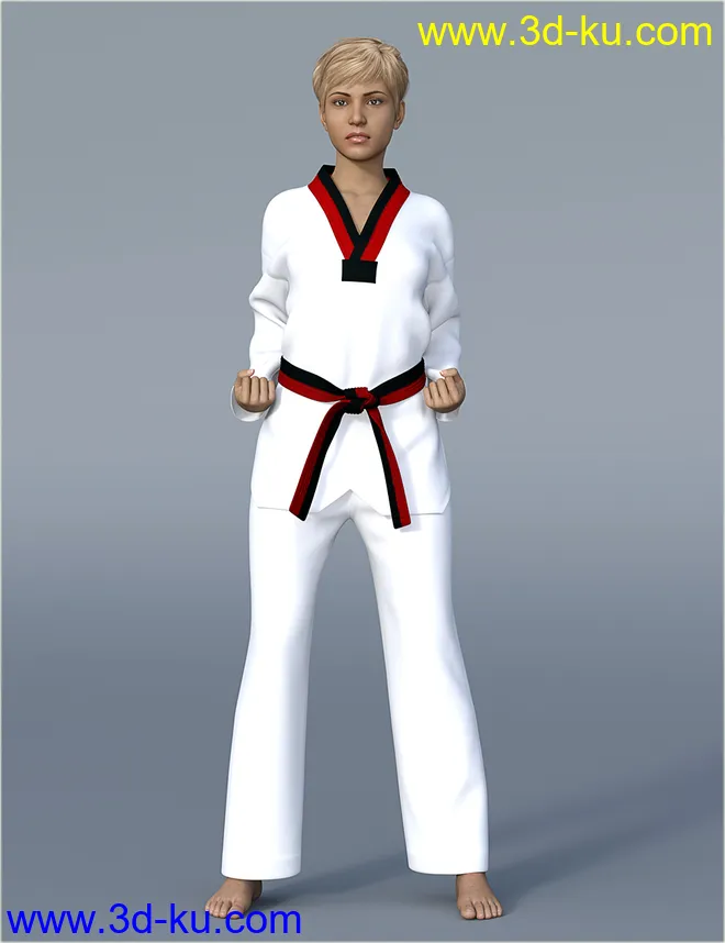 dForce H&C Taekwondo Suit for Genesis 8 Female(s)模型的图片2