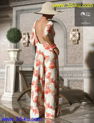 3D打印模型dForce Halcyon Days Outfit for Genesis 8 Female(s)的图片