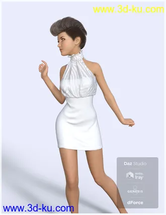 3D打印模型dForce Halter Mini Dress for Genesis 8 Female(s)的图片