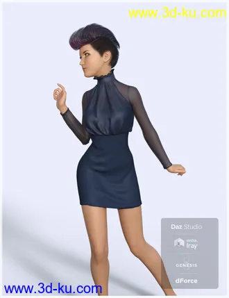 3D打印模型dForce Halter Mini Dress for Genesis 8 Female(s)的图片