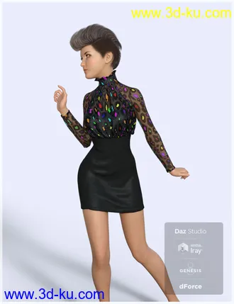 3D打印模型dForce Halter Mini Dress for Genesis 8 Female(s)的图片