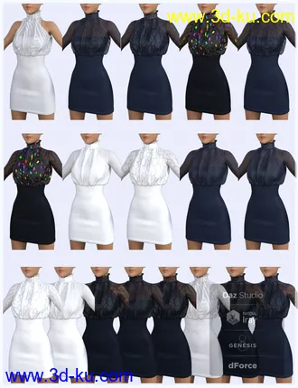 3D打印模型dForce Halter Mini Dress for Genesis 8 Female(s)的图片