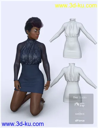 3D打印模型dForce Halter Mini Dress for Genesis 8 Female(s)的图片