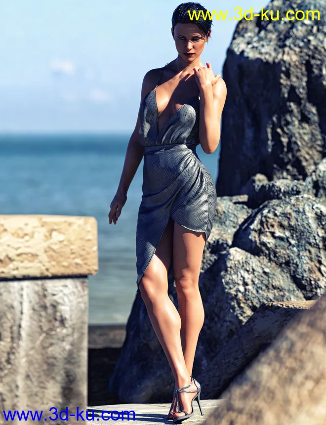 dForce HD Wet and Dry Classic Dress for Genesis 8 Female(s)模型的图片5