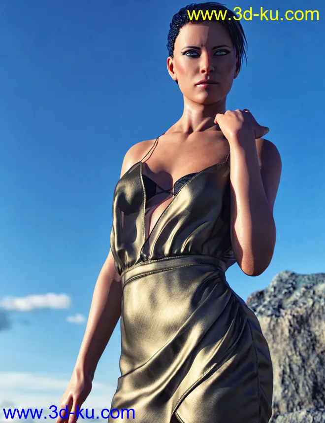 dForce HD Wet and Dry Classic Dress for Genesis 8 Female(s)模型的图片6