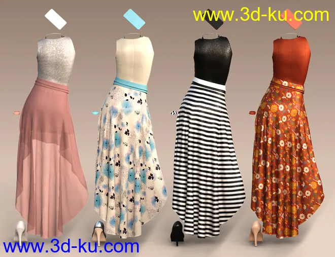 dForce Hi-Low Dress Textures模型的图片6