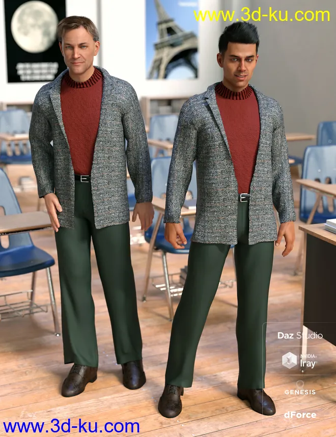 dForce Hudson Outfit for Genesis 8 Male(s)模型的图片5