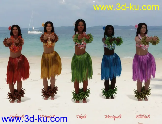 dForce Hula Outfit and Pose Set for Genesis 8 Female(s)模型的图片7