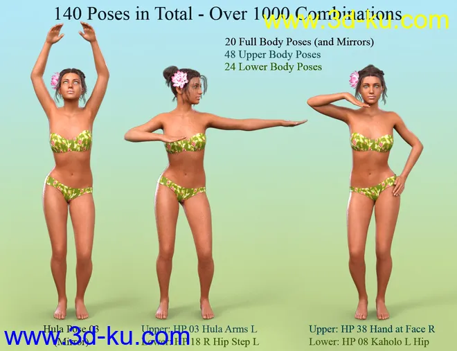 dForce Hula Outfit and Pose Set for Genesis 8 Female(s)模型的图片8