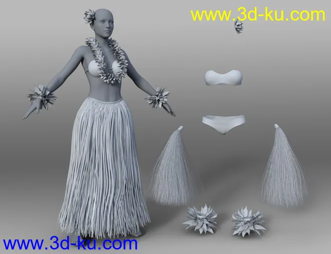 dForce Hula Outfit and Pose Set for Genesis 8 Female(s)模型的图片13