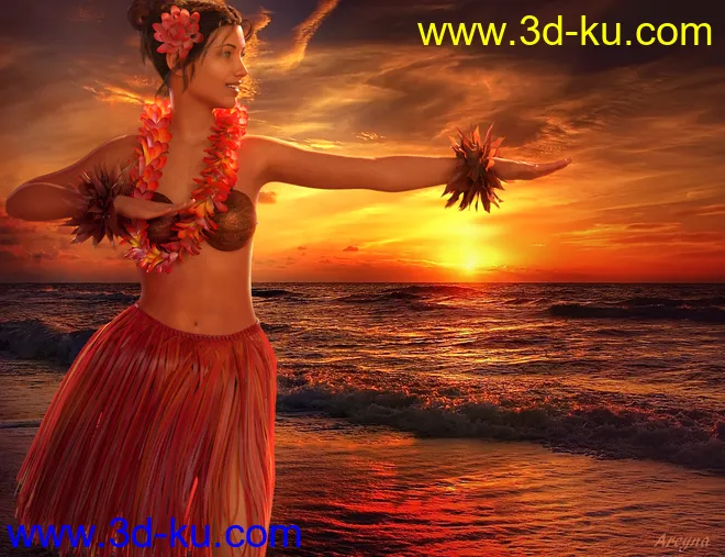 dForce Hula Outfit and Pose Set for Genesis 8 Female(s)模型的图片15