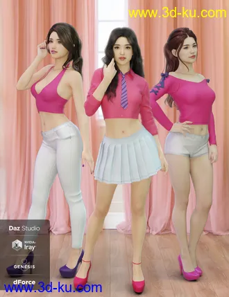 3D打印模型dForce K-Pop Girls 2 Outfits for Genesis 8 Female(s)的图片